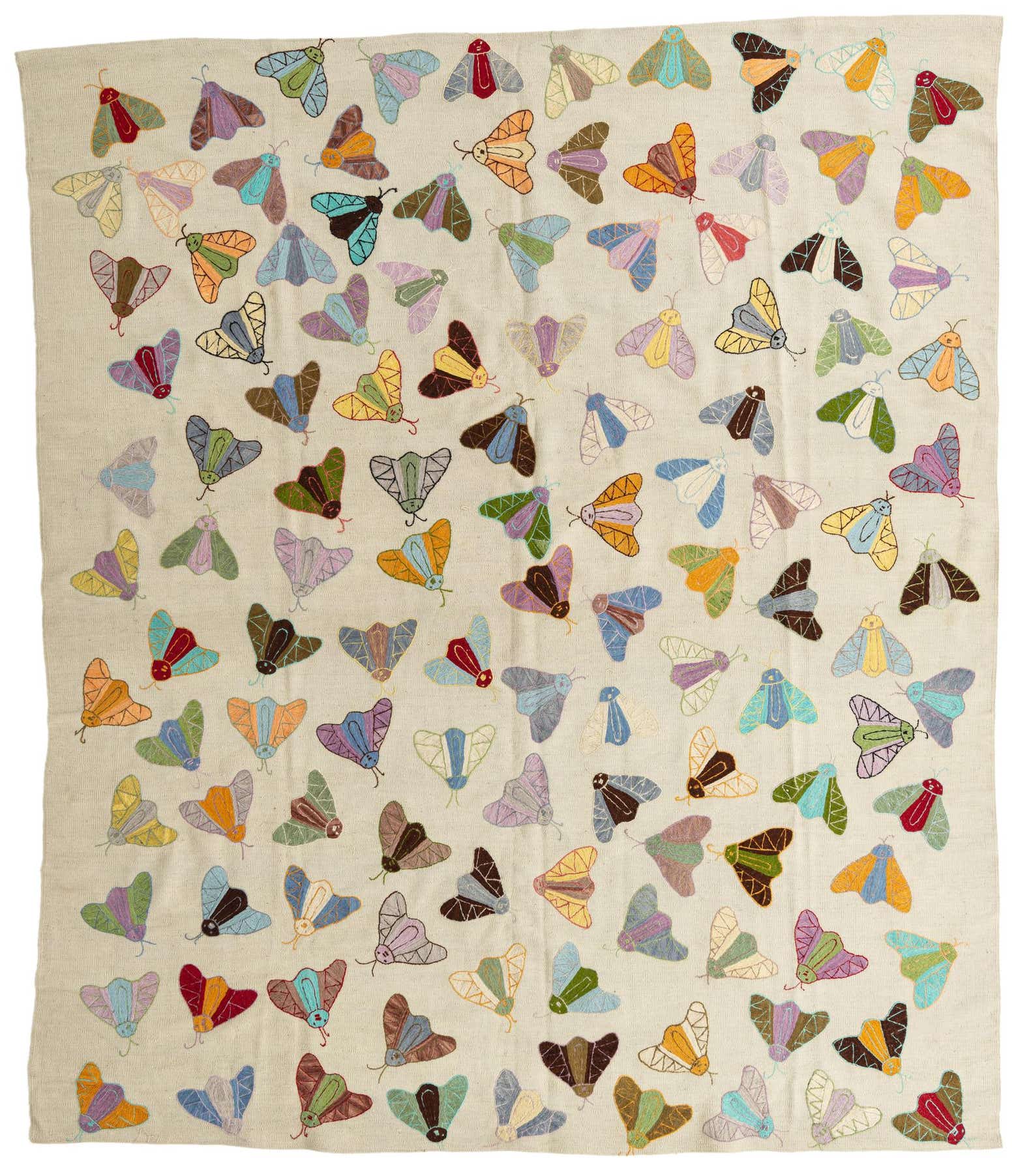 8' 1 x 9' 4 Hand Woven Kilim Suzani Wool Rug