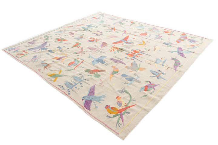 8' 2 x 9' 4 Hand Woven Kilim Suzani Wool Rug