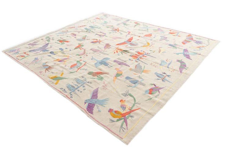 Detail image of 8' 2 x 9' 4 Hand Woven Kilim Suzani Wool Rug