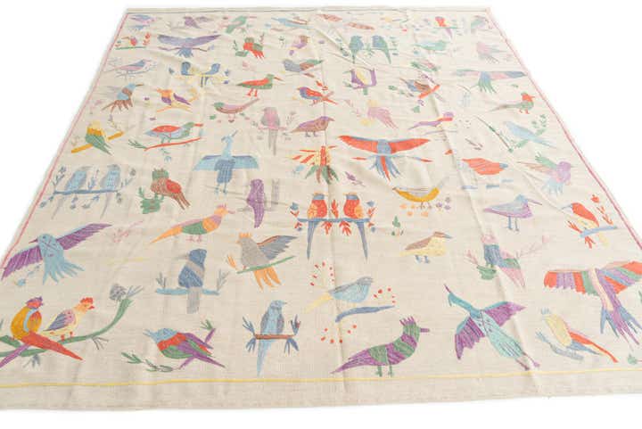 8' 2 x 9' 4 Hand Woven Kilim Suzani Wool Rug