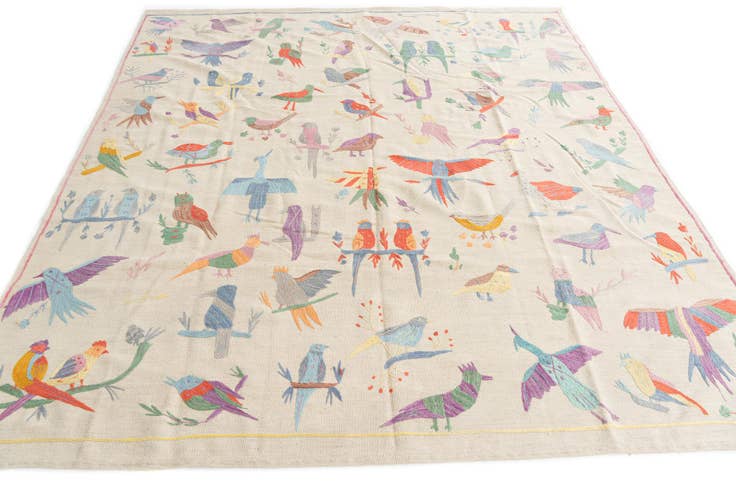 Detail image of 8' 2 x 9' 4 Hand Woven Kilim Suzani Wool Rug