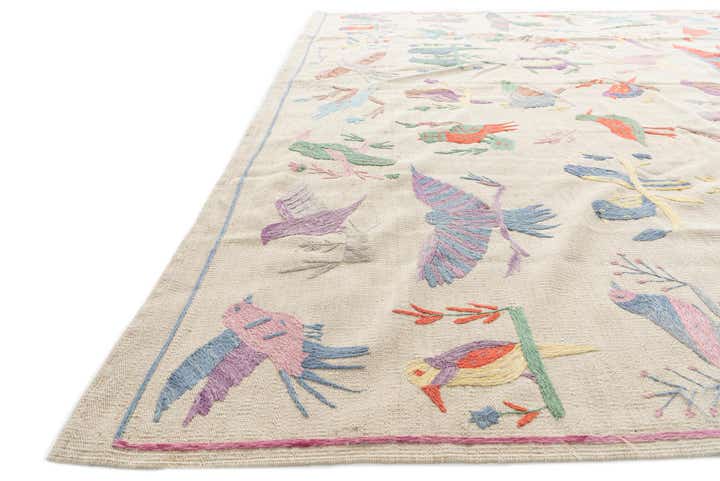 8' 2 x 9' 4 Hand Woven Kilim Suzani Wool Rug