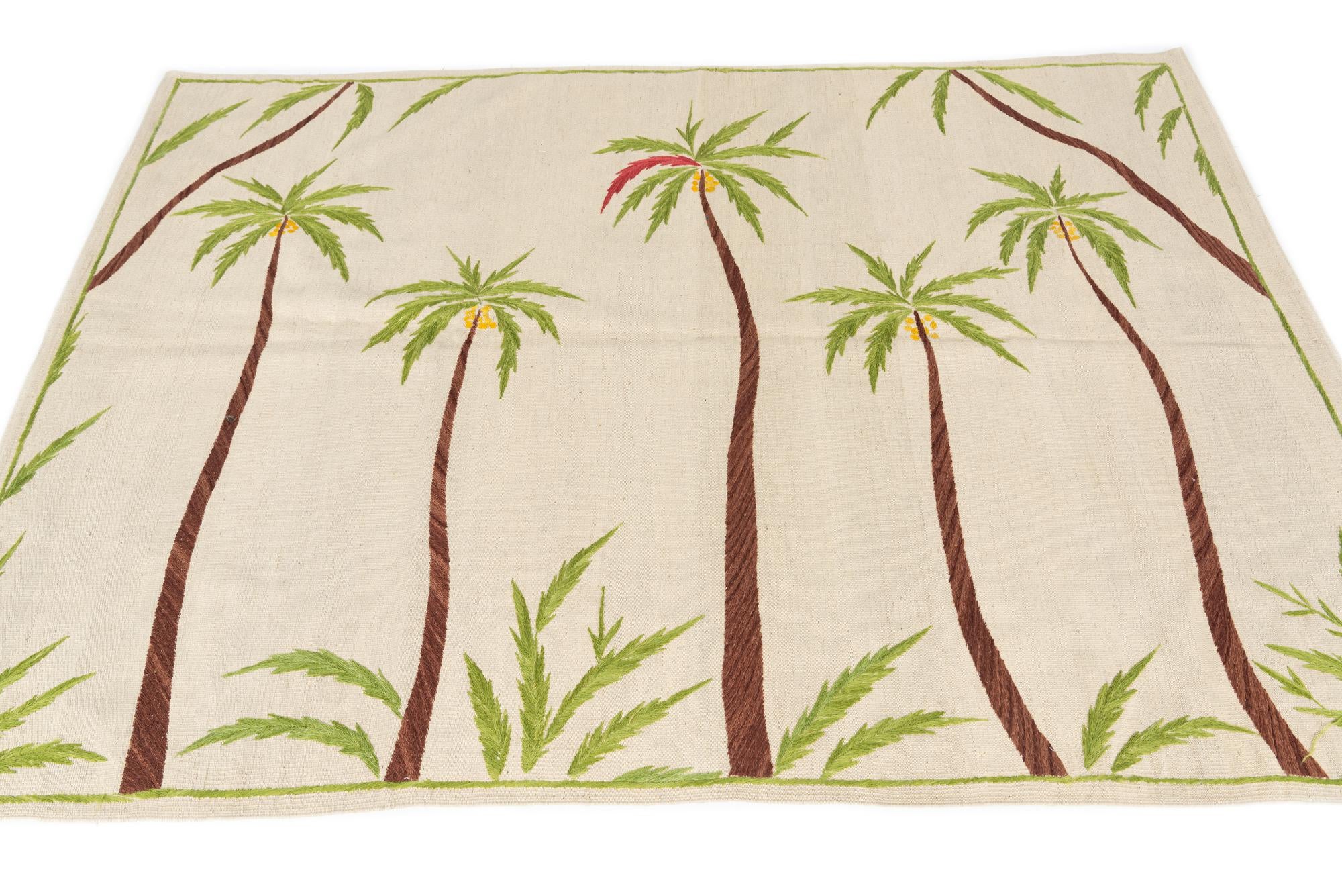 5' 6 x 7' 6 Hand Woven Kilim Suzani Wool Rug