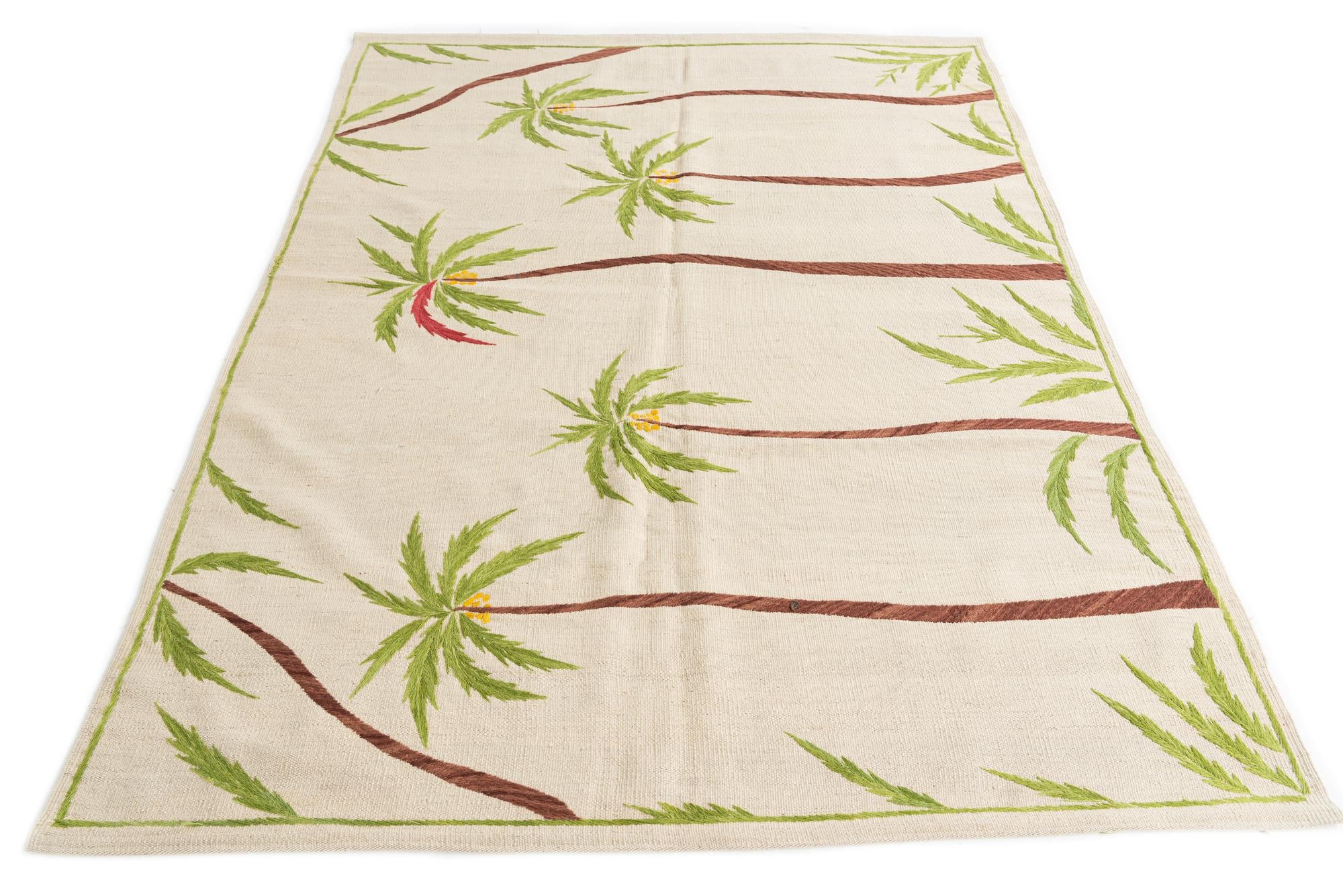 5' 6 x 7' 6 Hand Woven Kilim Suzani Wool Rug