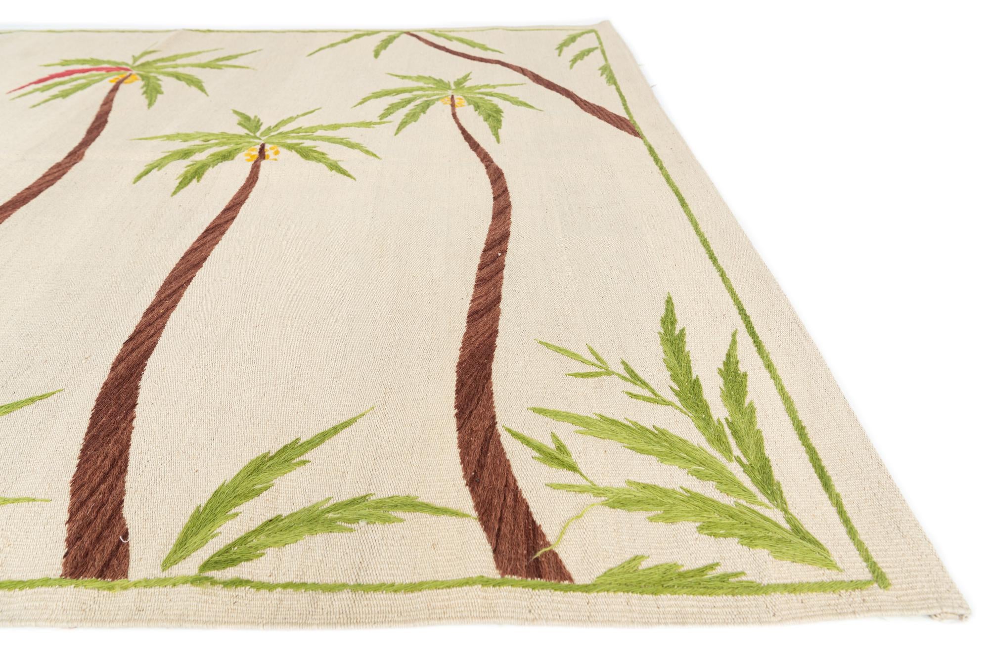 5' 6 x 7' 6 Hand Woven Kilim Suzani Wool Rug