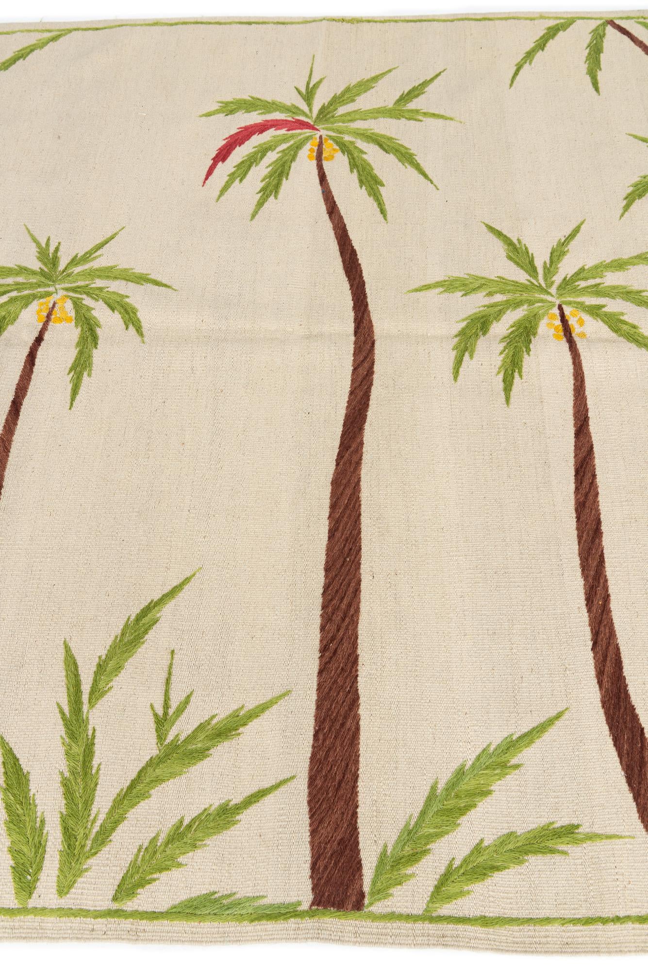 5' 6 x 7' 6 Hand Woven Kilim Suzani Wool Rug