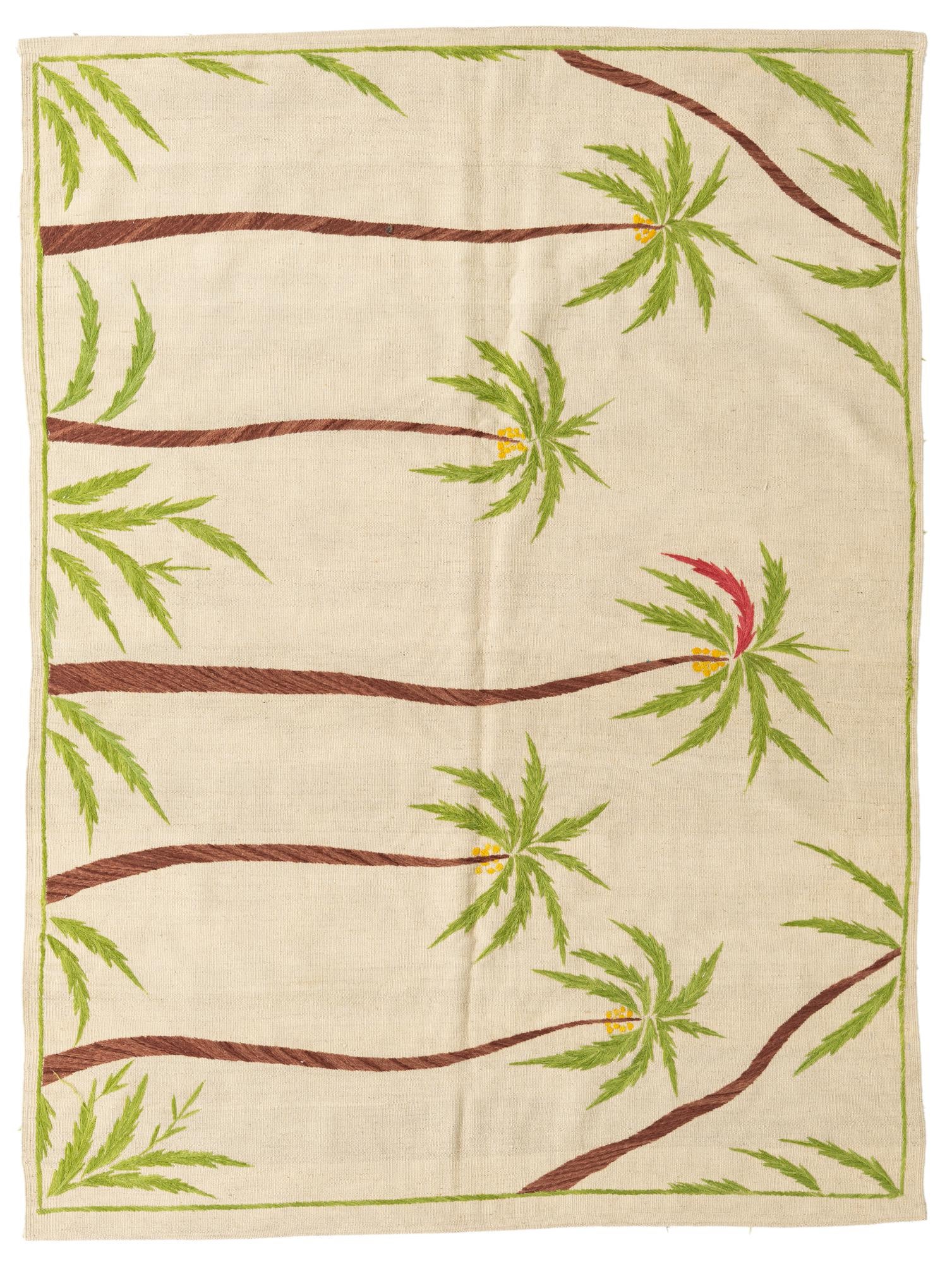 5' 6 x 7' 6 Hand Woven Kilim Suzani Wool Rug