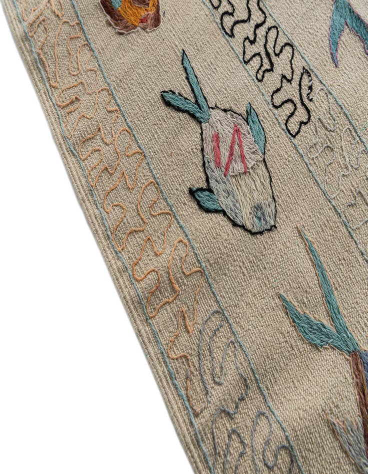 Detail image of 7' 1 x 9' 8  Hand Woven Kilim Suzani Wool Rug