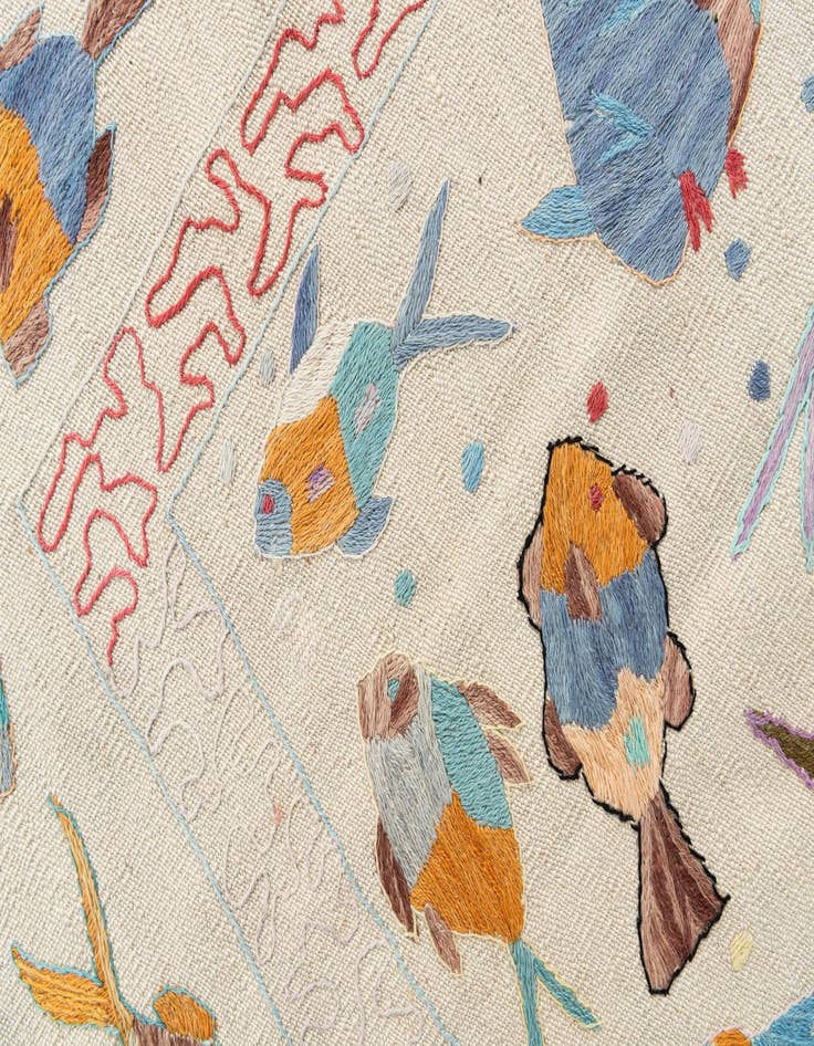 Detail image of 7' 1 x 9' 8  Hand Woven Kilim Suzani Wool Rug