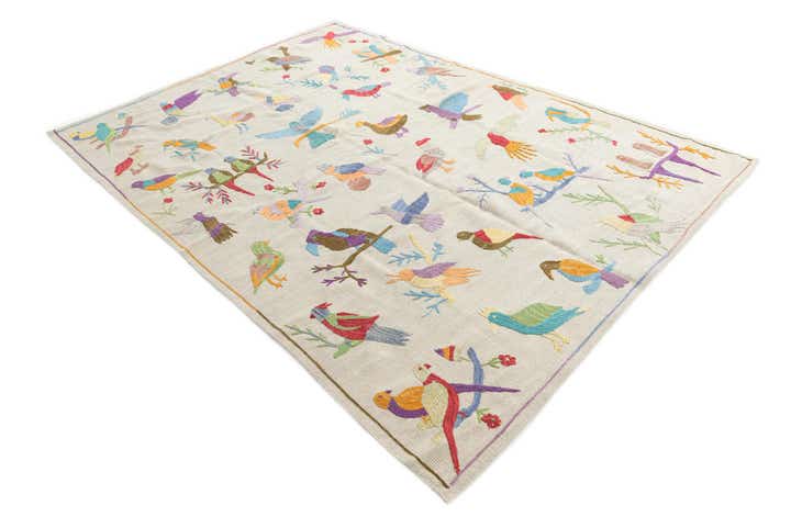 5' 7 x 8' Hand Woven Kilim Suzani Wool Rug