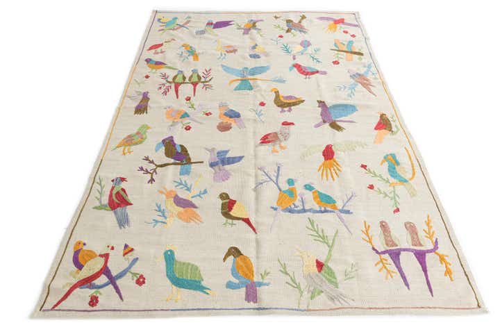 5' 7 x 8' Hand Woven Kilim Suzani Wool Rug