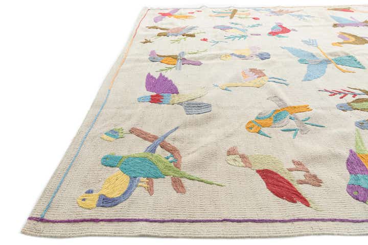 5' 7 x 8' Hand Woven Kilim Suzani Wool Rug