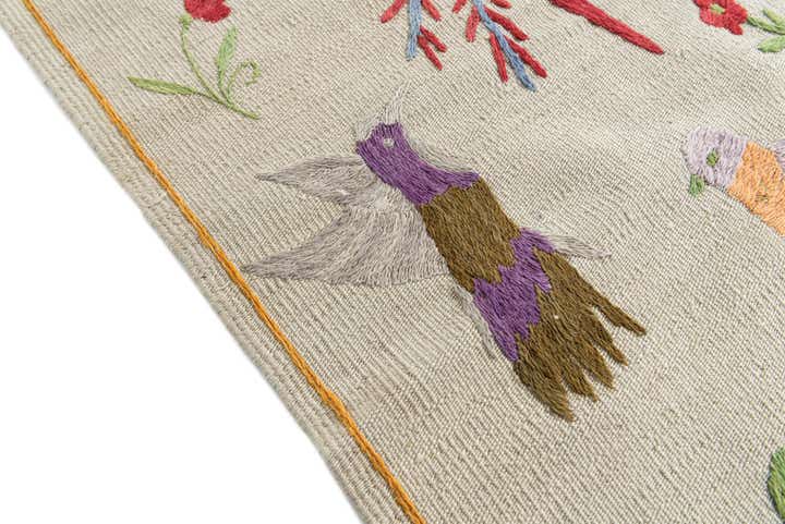 5' 7 x 8' Hand Woven Kilim Suzani Wool Rug