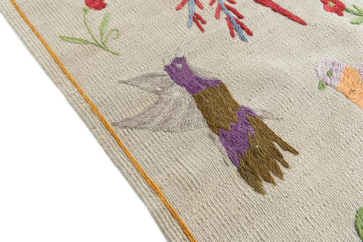 Detail image of 5' 7 x 8' Hand Woven Kilim Suzani Wool Rug