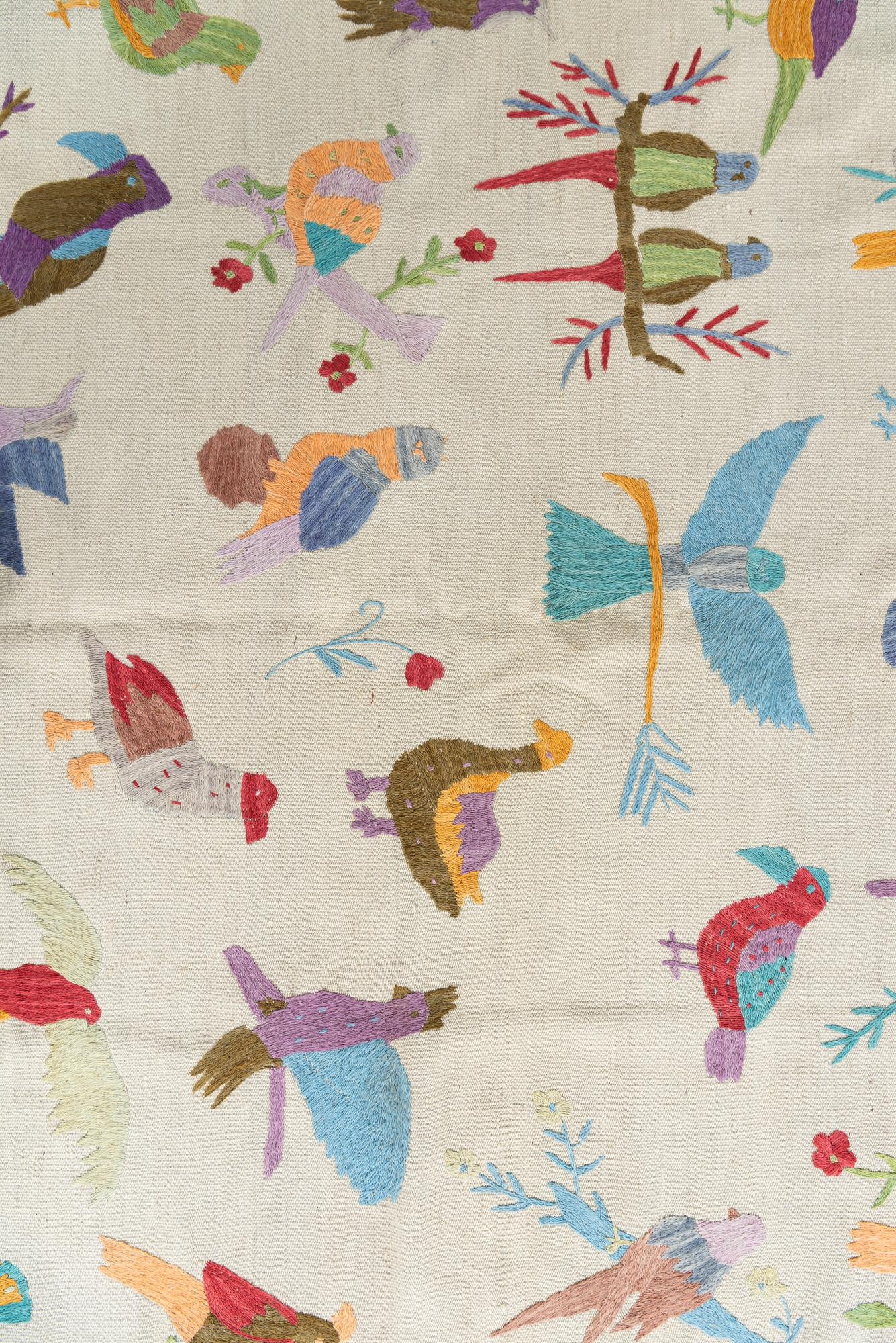 5' 7 x 8' Hand Woven Kilim Suzani Wool Rug