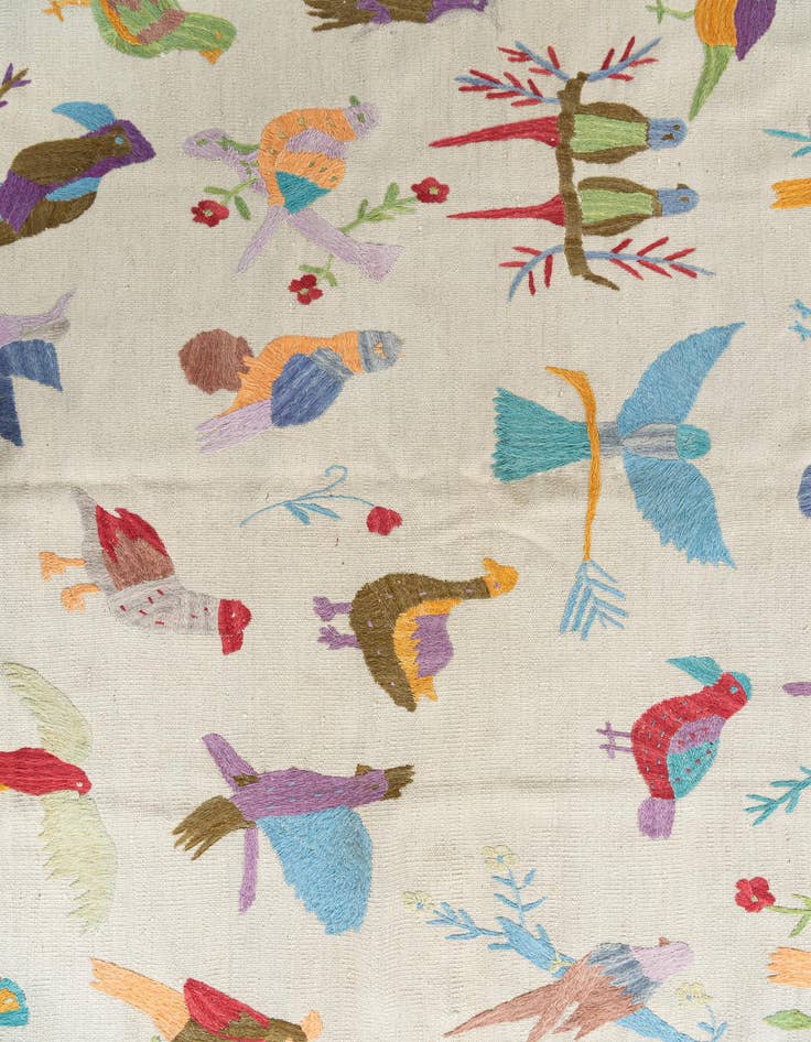 Detail image of 5' 7 x 8'  Hand Woven Kilim Suzani Wool Rug