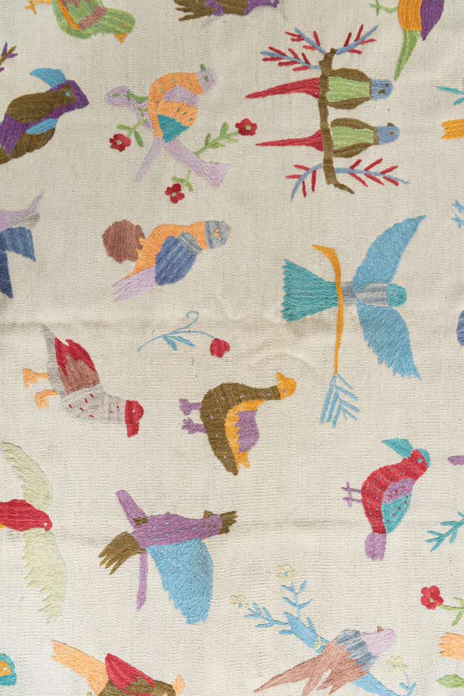5' 7 x 8' Hand Woven Kilim Suzani Wool Rug