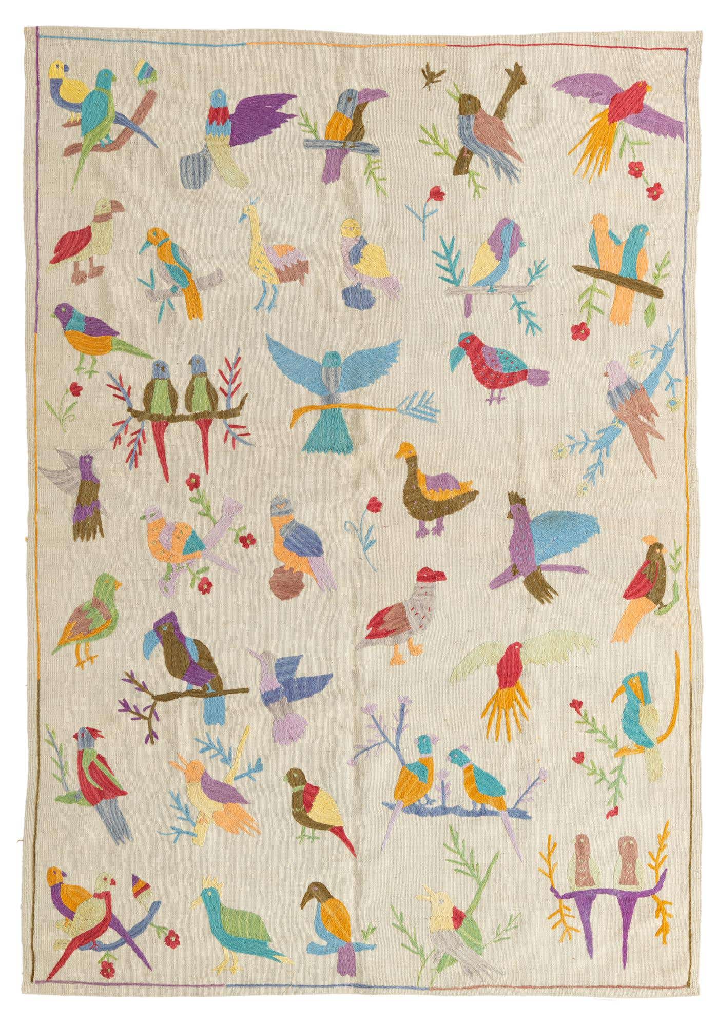 5' 7 x 8' Hand Woven Kilim Suzani Wool Rug
