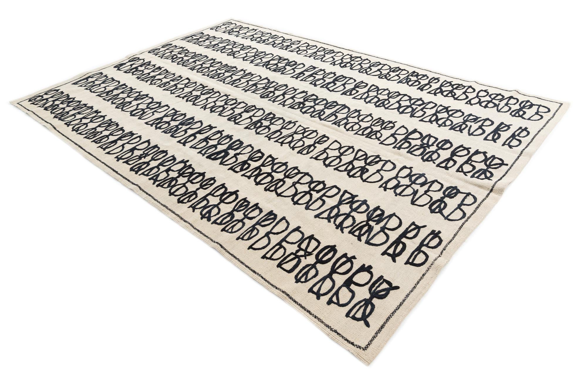 6' 4 x 9' 3 Hand Woven Kilim Suzani Wool Rug