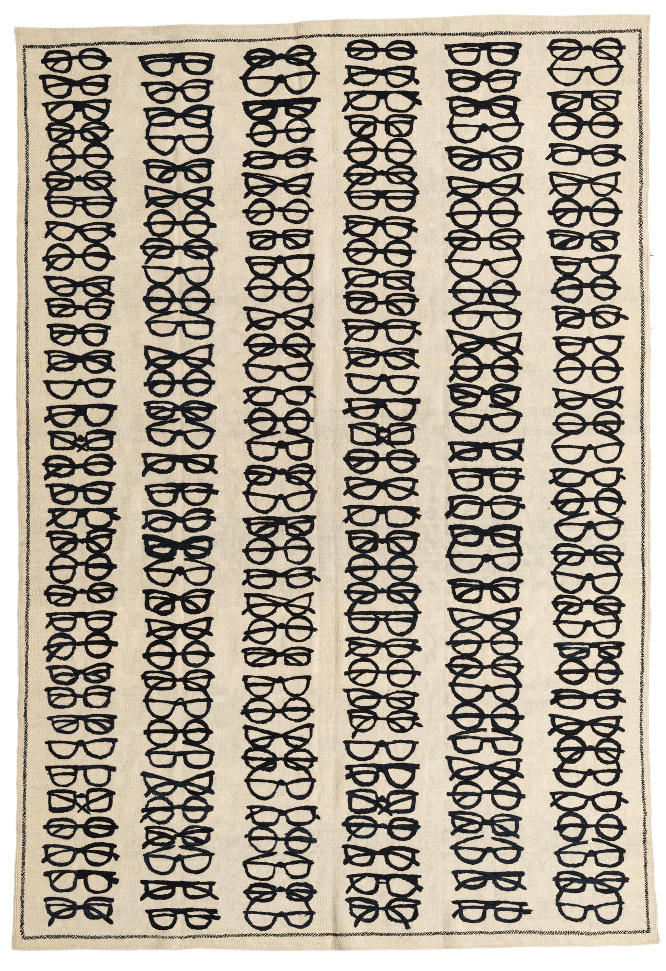 6' 4 x 9' 3 Hand Woven Kilim Suzani Wool Rug