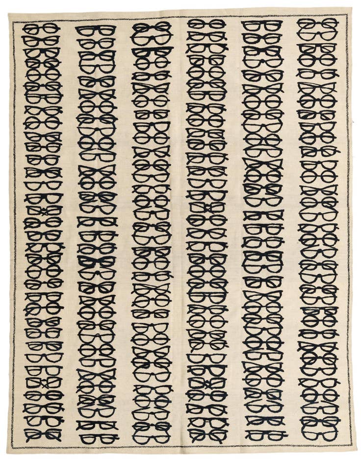 Detail image of 6' 4 x 9' 3 Hand Woven Kilim Suzani Wool Rug