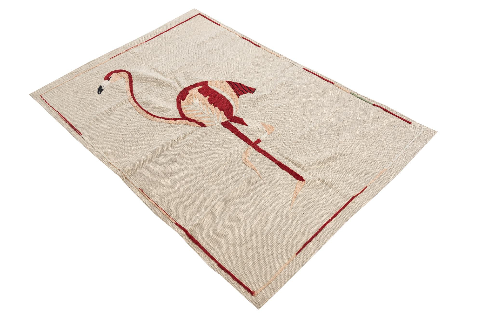 3' 3 x 4' 9 Hand Woven Kilim Suzani Wool Rug