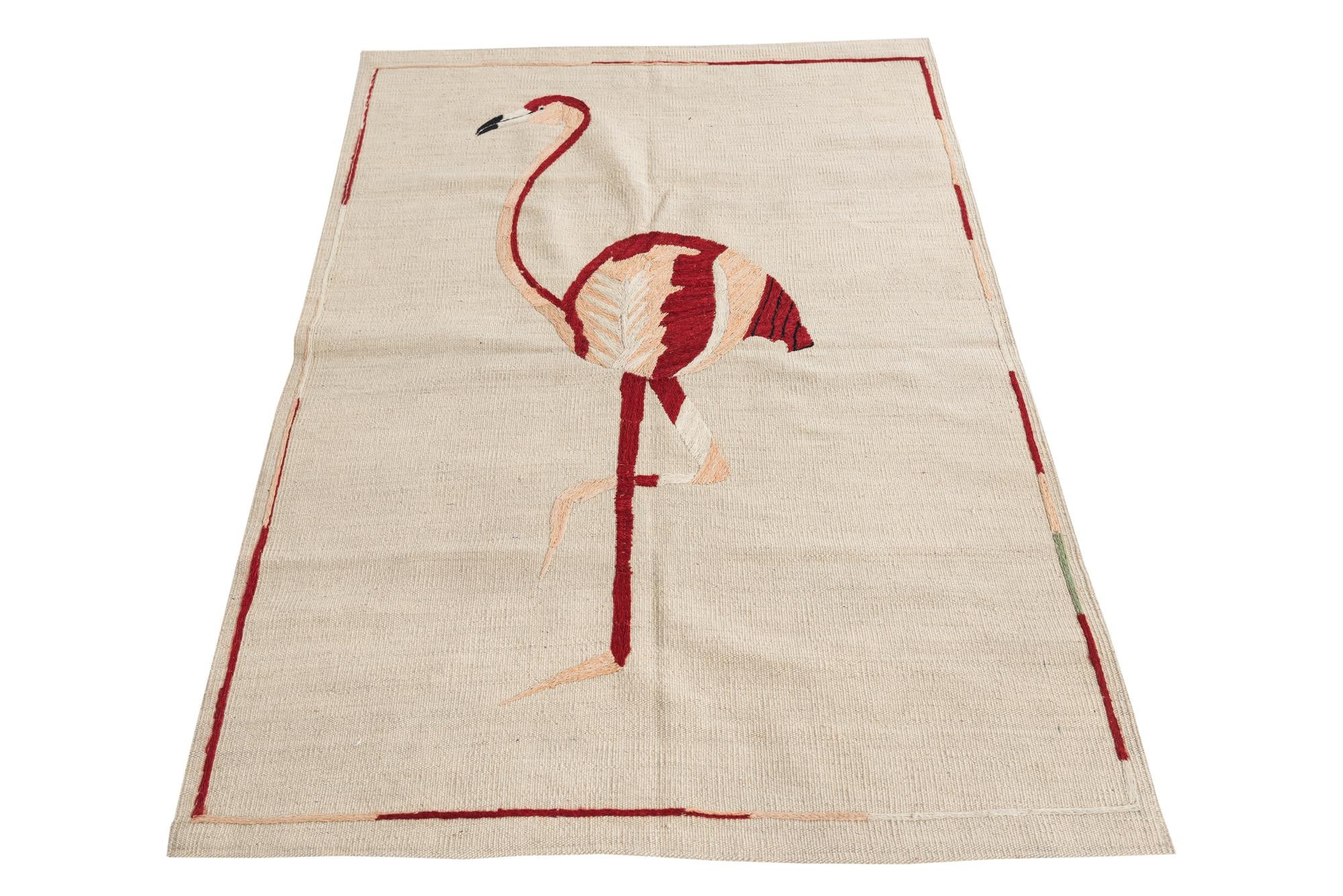 3' 3 x 4' 9 Hand Woven Kilim Suzani Wool Rug