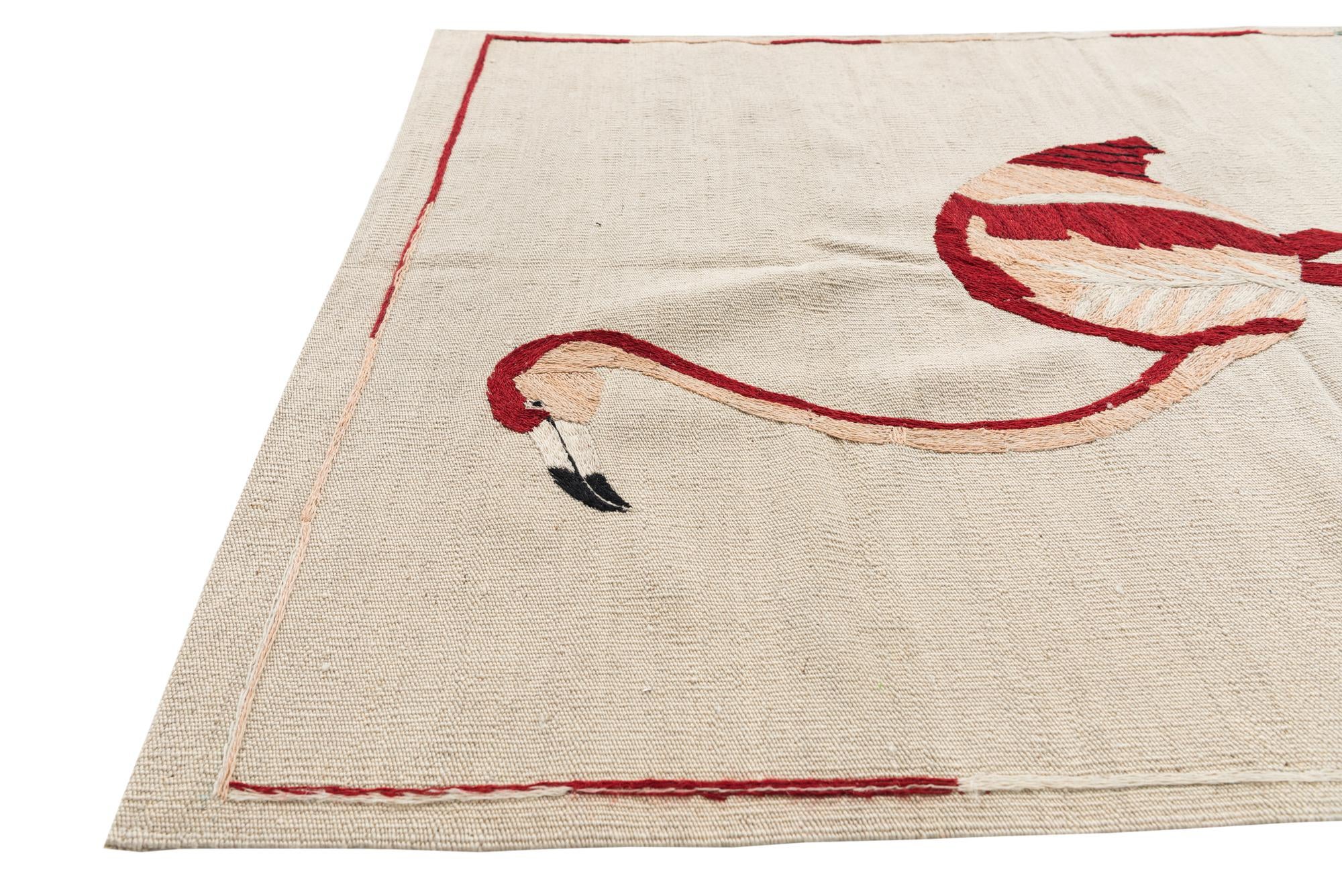 3' 3 x 4' 9 Hand Woven Kilim Suzani Wool Rug