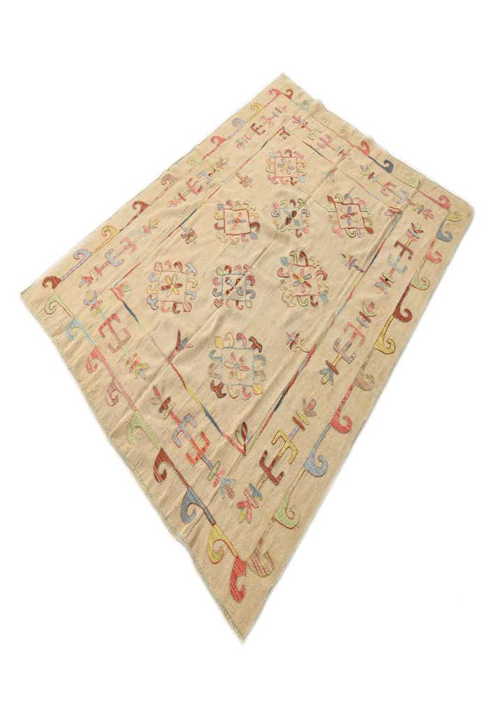 5' 7 x 7' 5 Hand Woven Kilim Suzani Wool Rug