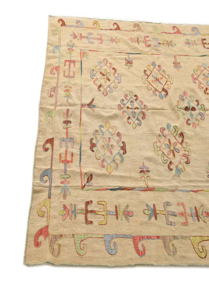 5' 7 x 7' 5 Hand Woven Kilim Suzani Wool Rug