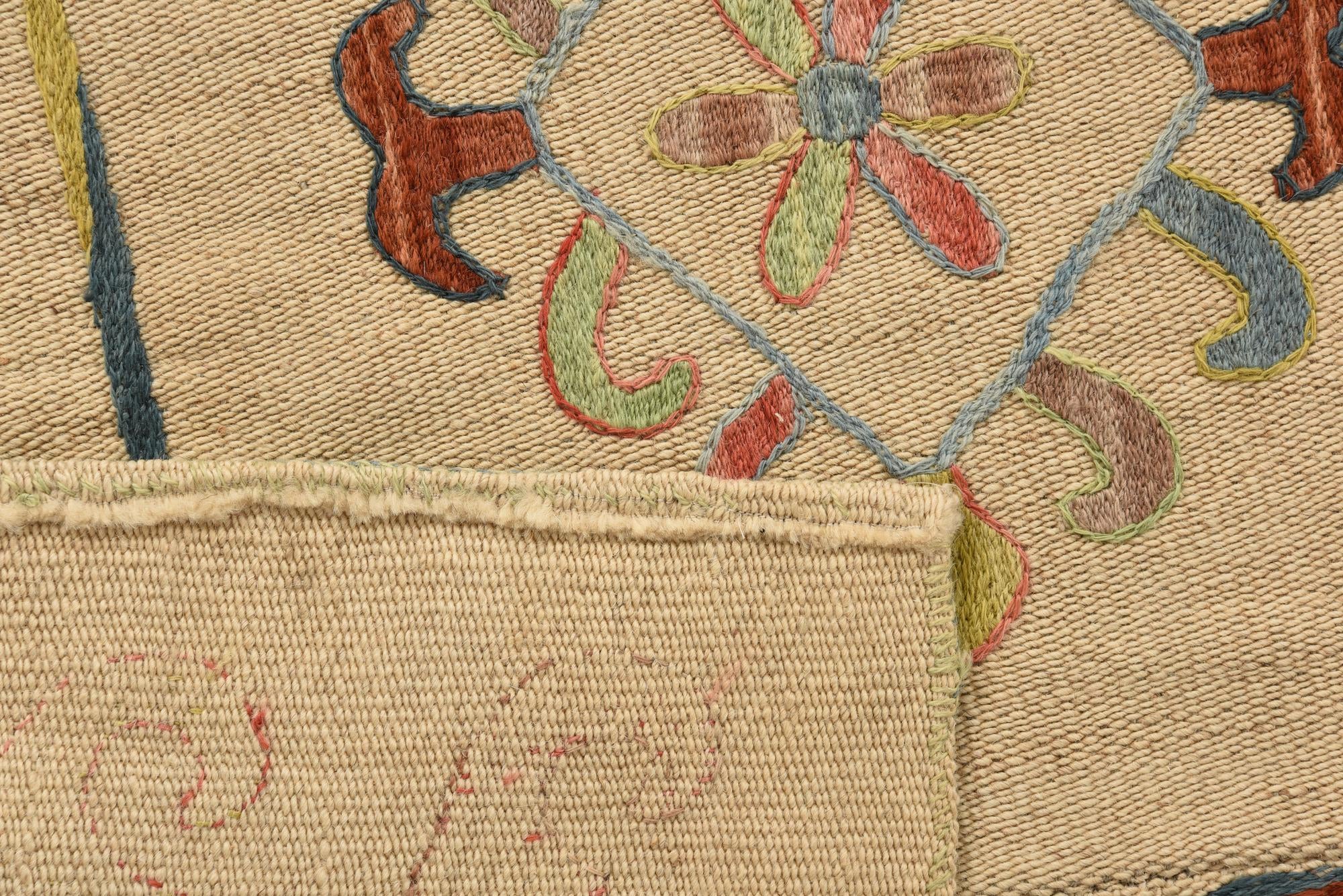 5' 7 x 7' 5 Hand Woven Kilim Suzani Wool Rug