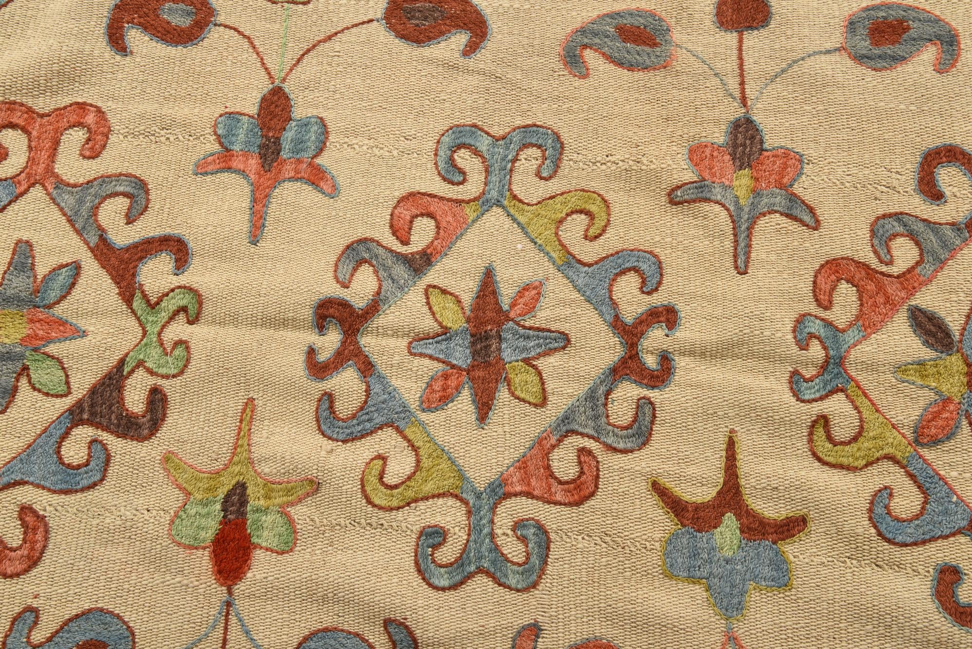 5' 11 x 7' 7 Hand Woven Kilim Suzani Wool Rug