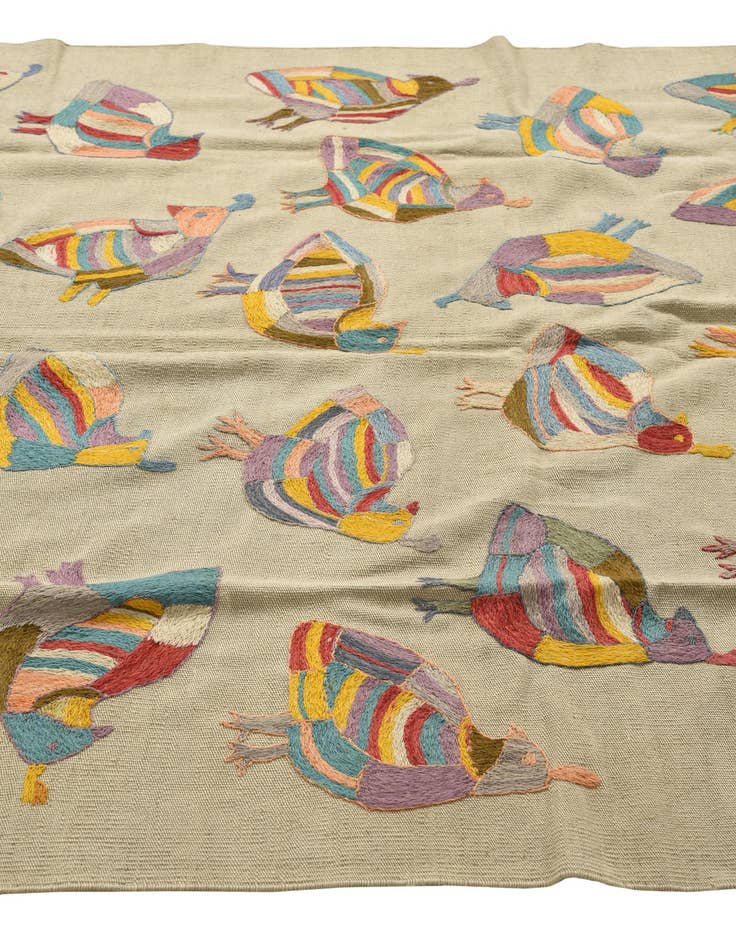 Detail image of 5' 4 x 7' 2  Hand Woven Kilim Suzani Wool Rug