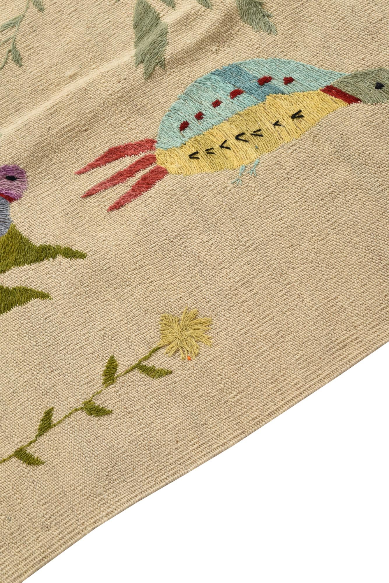 5' 9 x 7' 5 Hand Woven Kilim Suzani Wool Rug