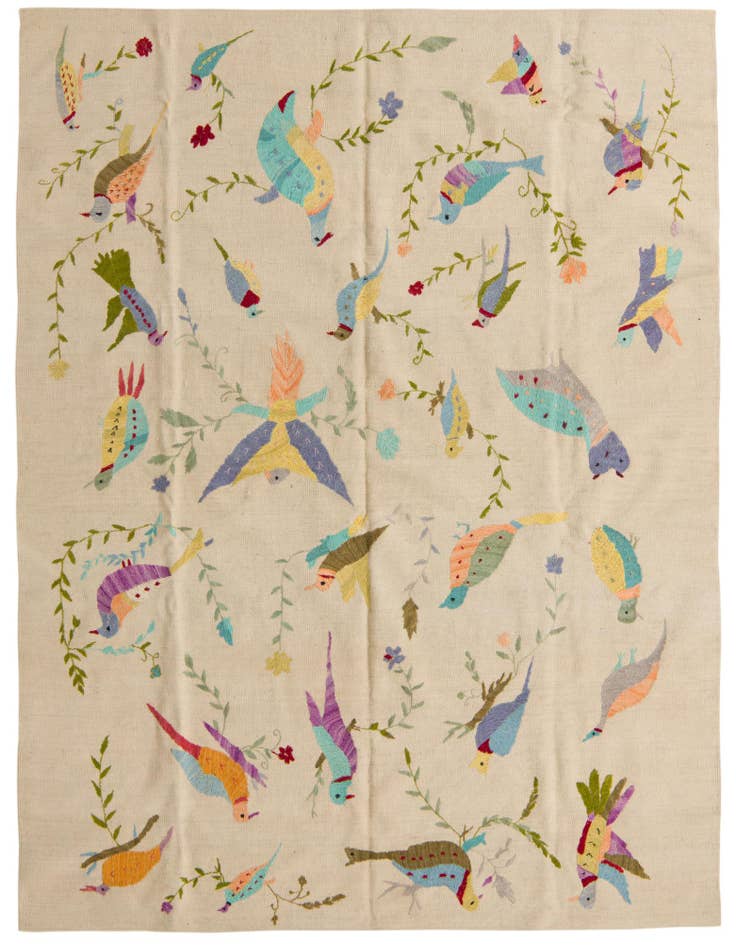 Detail image of 5' 9 x 7' 5 Hand Woven Kilim Suzani Wool Rug
