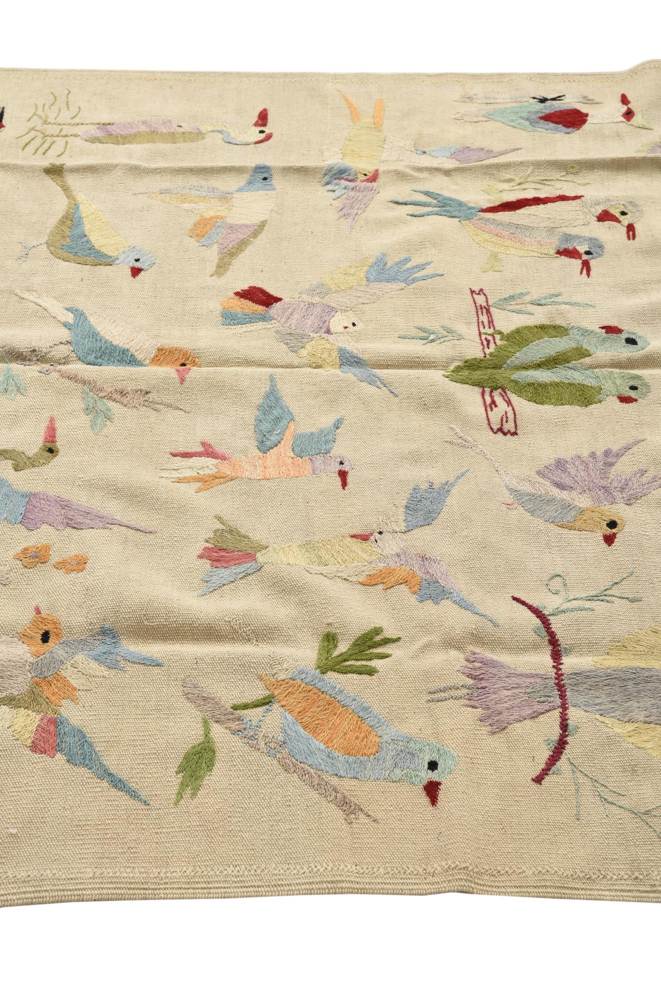 4' 11 x 6' 3 Hand Woven Kilim Suzani Wool Rug