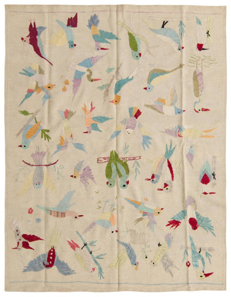 Detail image of 4' 11 x 6' 3 Hand Woven Kilim Suzani Wool Rug