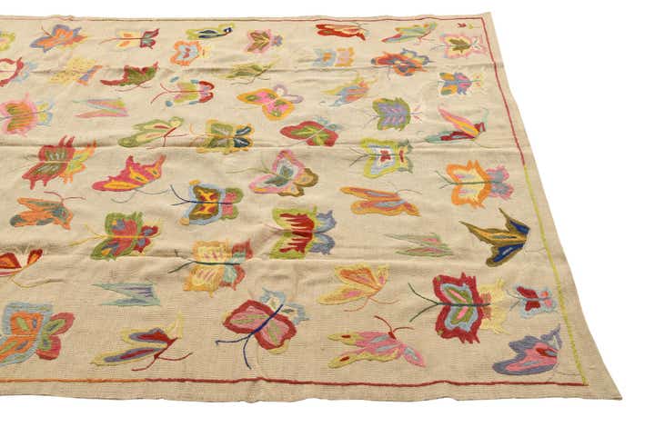 6' 5 x 9' 4 Hand Woven Kilim Suzani Wool Rug