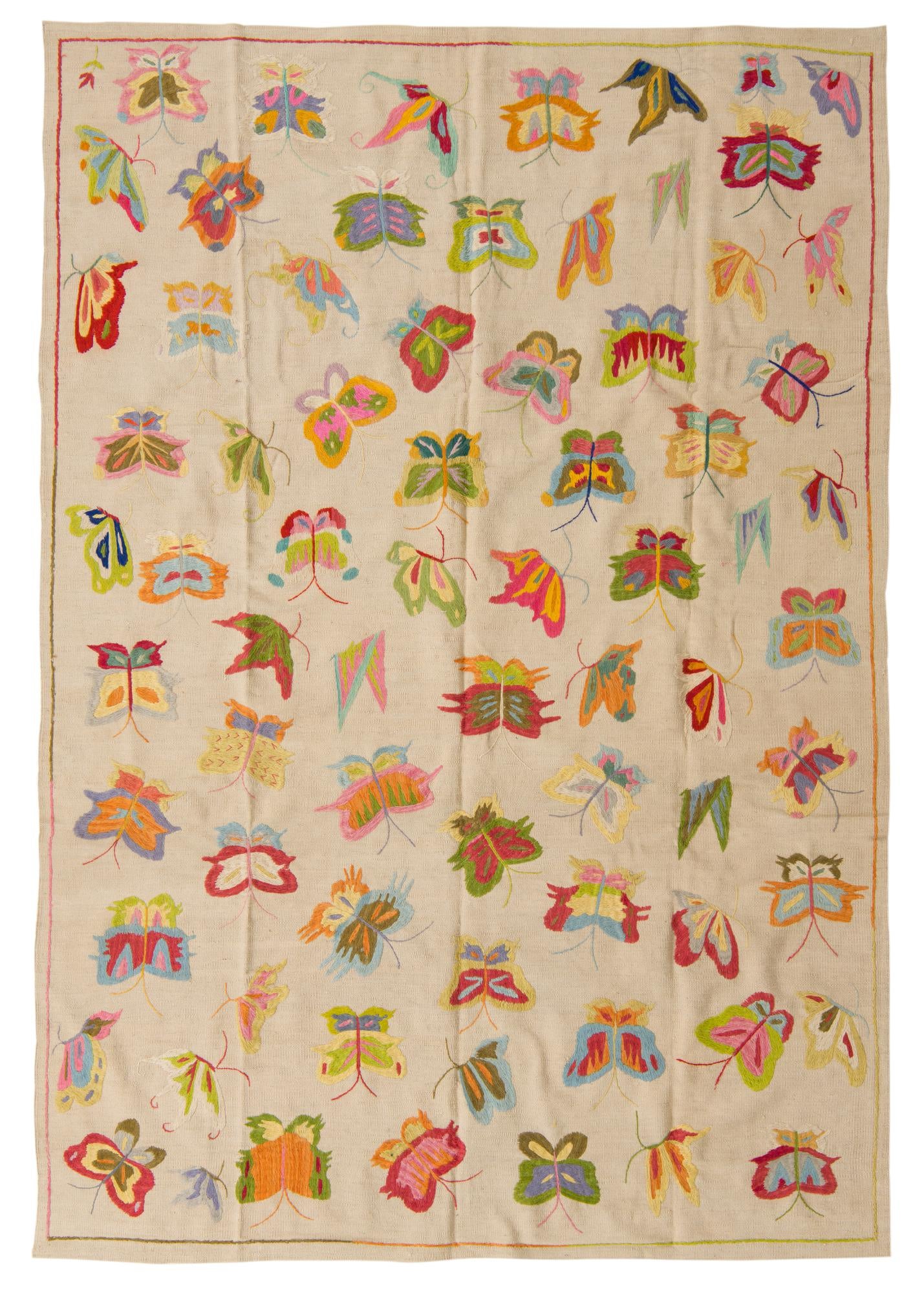 6' 5 x 9' 4 Hand Woven Kilim Suzani Wool Rug