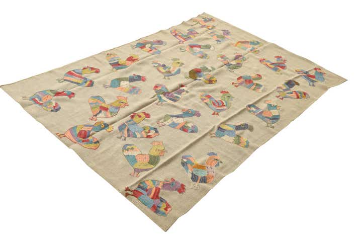 4' 10 x 6' 9 Hand Woven Kilim Suzani Wool Rug