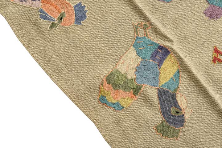4' 10 x 6' 9 Hand Woven Kilim Suzani Wool Rug