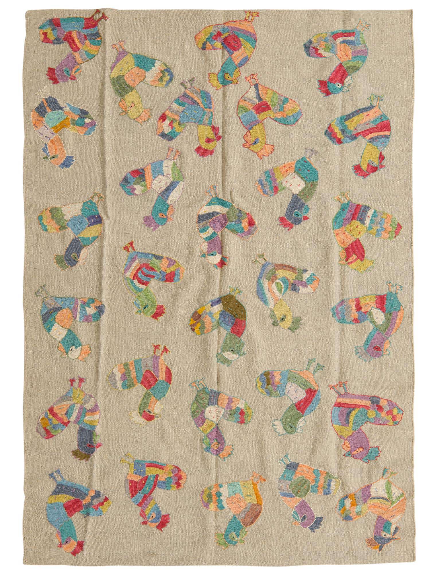 4' 10 x 6' 9 Hand Woven Kilim Suzani Wool Rug