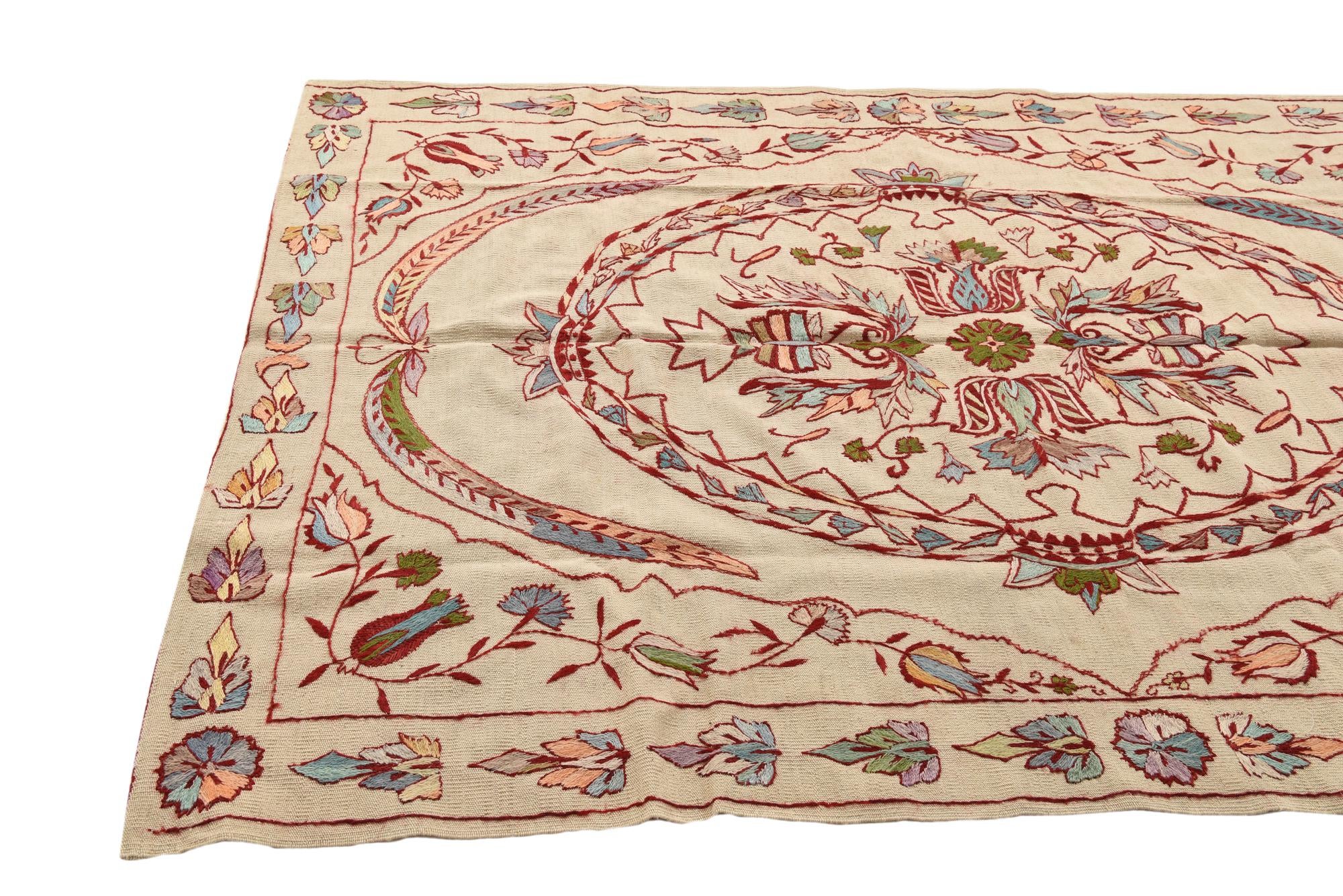 5' 10 x 7' 10 Hand Woven Kilim Suzani Wool Rug