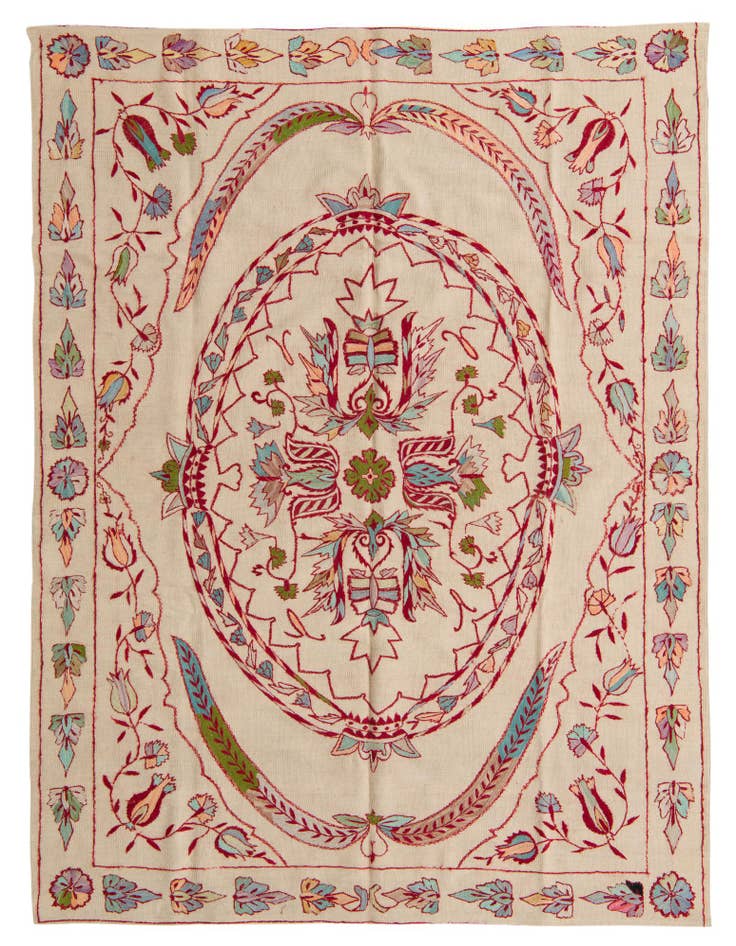 Detail image of 5' 10 x 7' 10 Hand Woven Kilim Suzani Wool Rug
