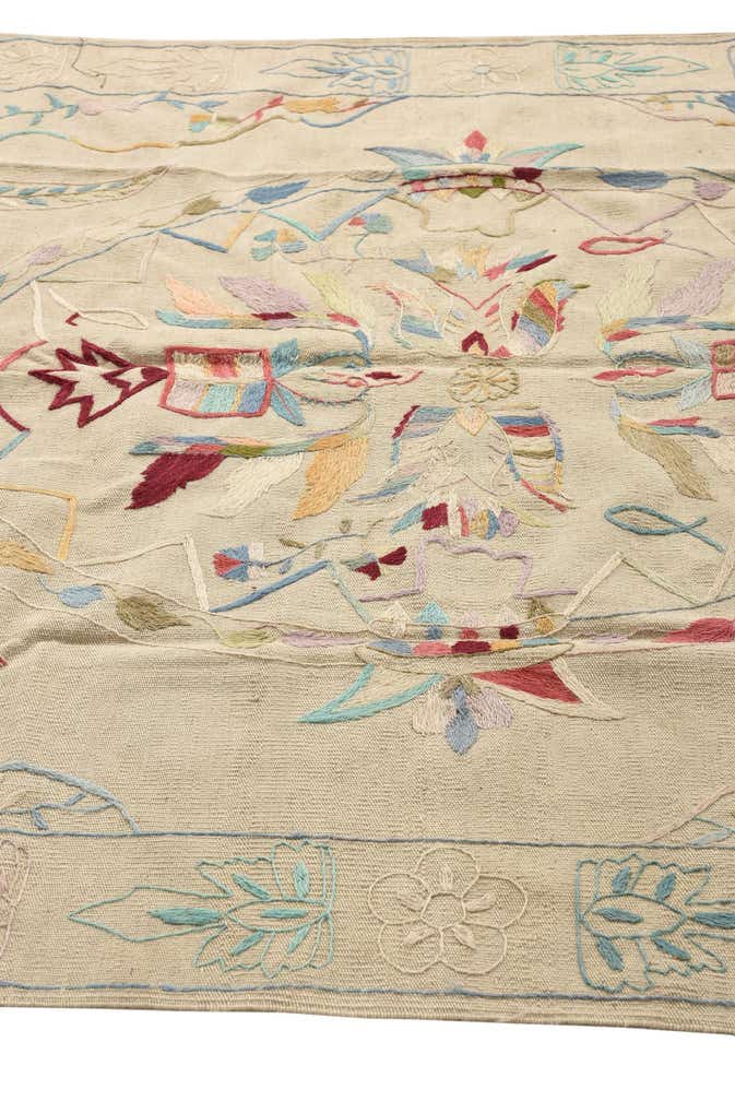 5' 7 x 7' 9 Hand Woven Kilim Suzani Wool Rug