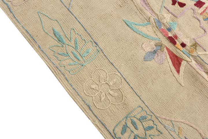 5' 7 x 7' 9 Hand Woven Kilim Suzani Wool Rug