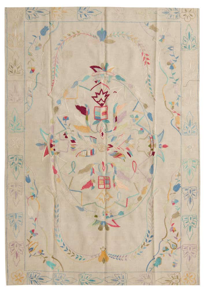 5' 7 x 7' 9 Hand Woven Kilim Suzani Wool Rug