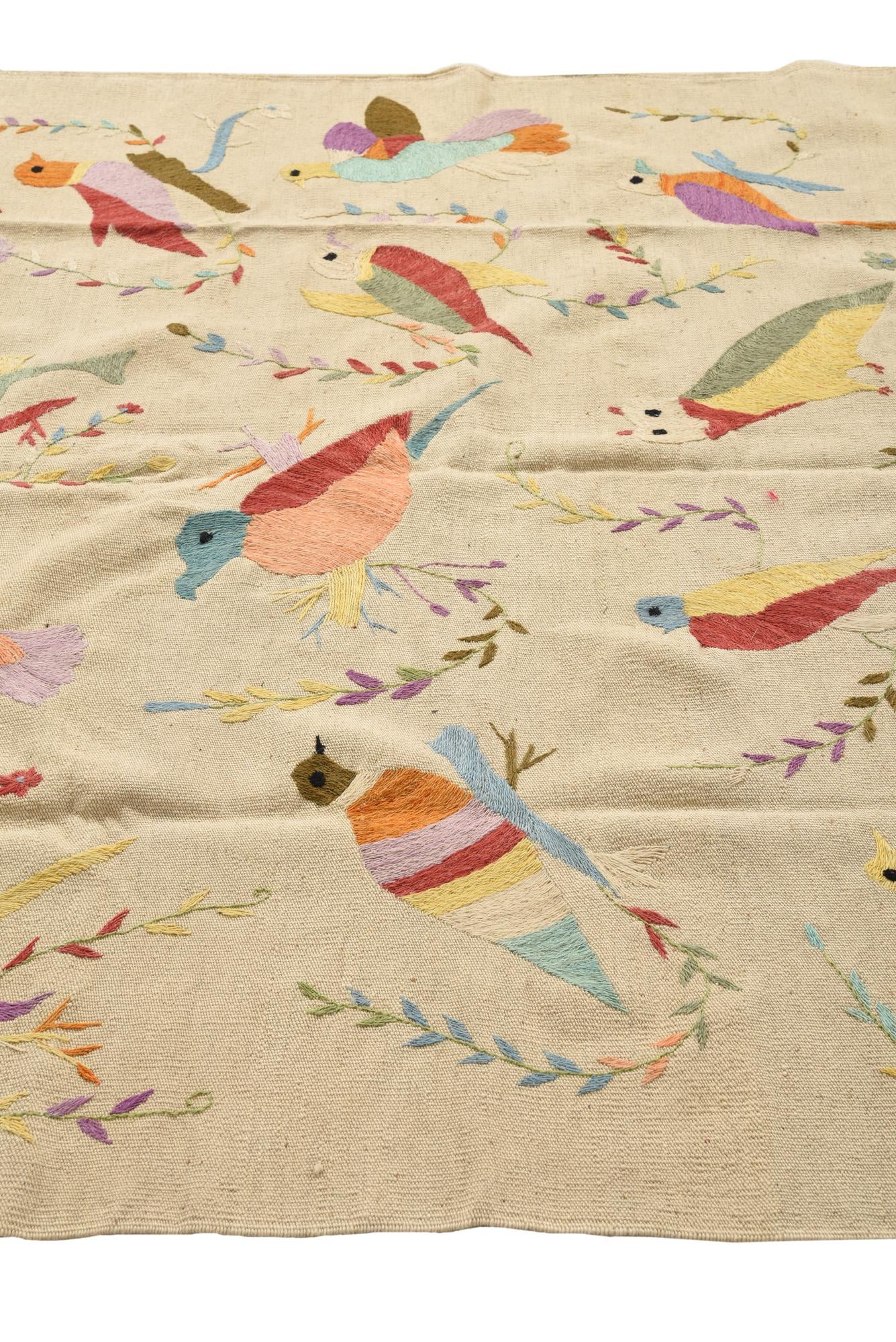 5' 6 x 7' 7 Hand Woven Kilim Suzani Wool Rug