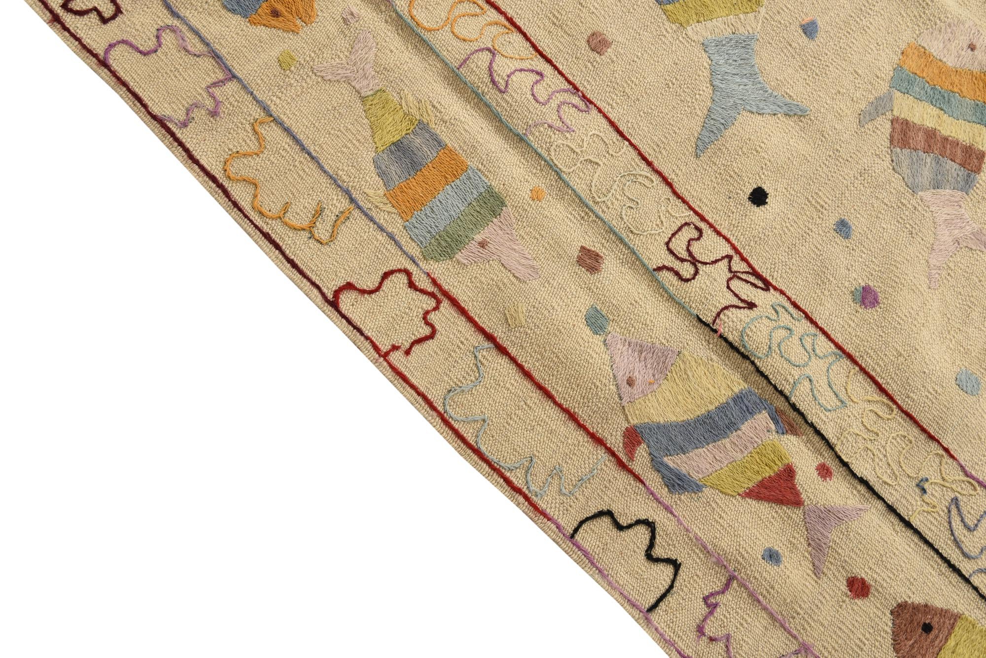 7' 2 x 9' 6 Hand Woven Kilim Suzani Wool Rug
