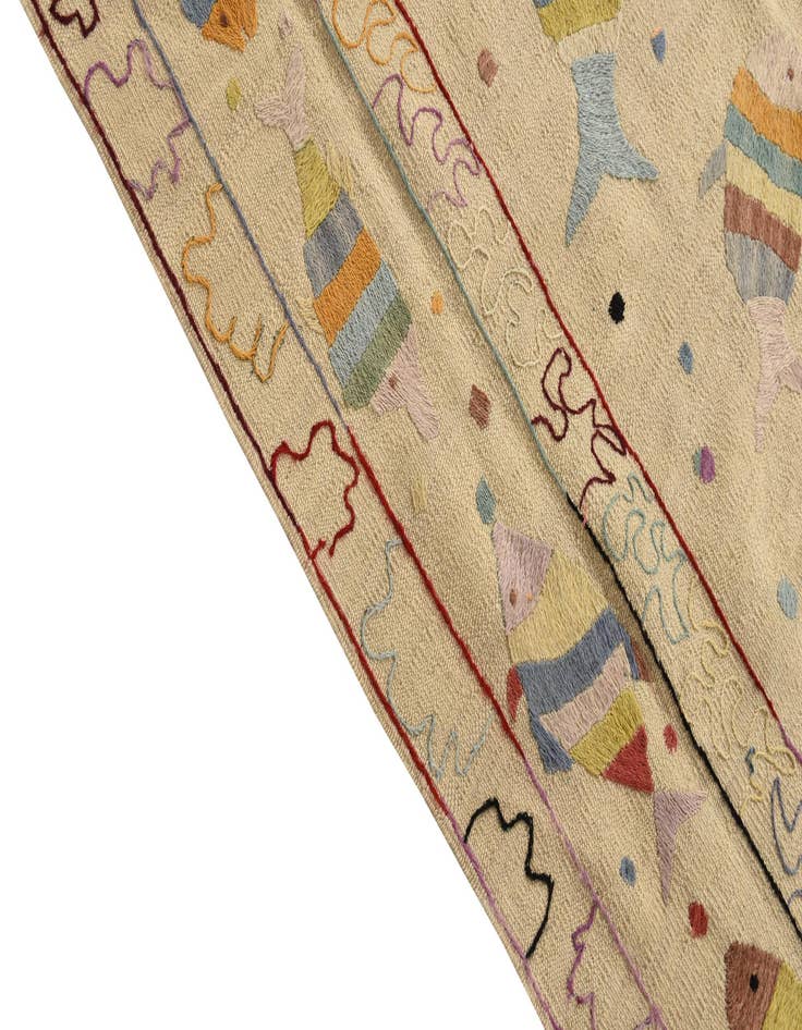 Detail image of 7' 2 x 9' 6  Hand Woven Kilim Suzani Wool Rug